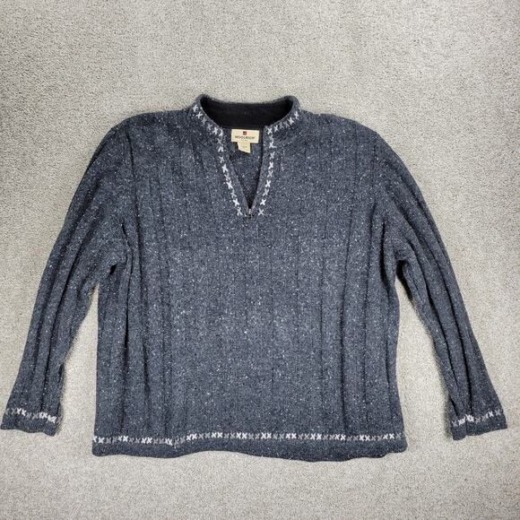 Woolrich Ribbed Onyx Heather Sweater Womens 2XL Gray Wool Blend 1/4 Zip Pullover - Picture 1 of 16